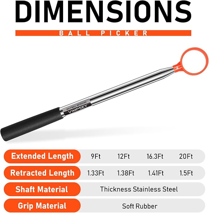 9Ft/12Ft/17Ft/20Ft Golf Ball Retriever for Water Telescopic, Light Weight Double Sided Golf Ball Picker Upper, Men's and Women's Golf Accessories Gifts.