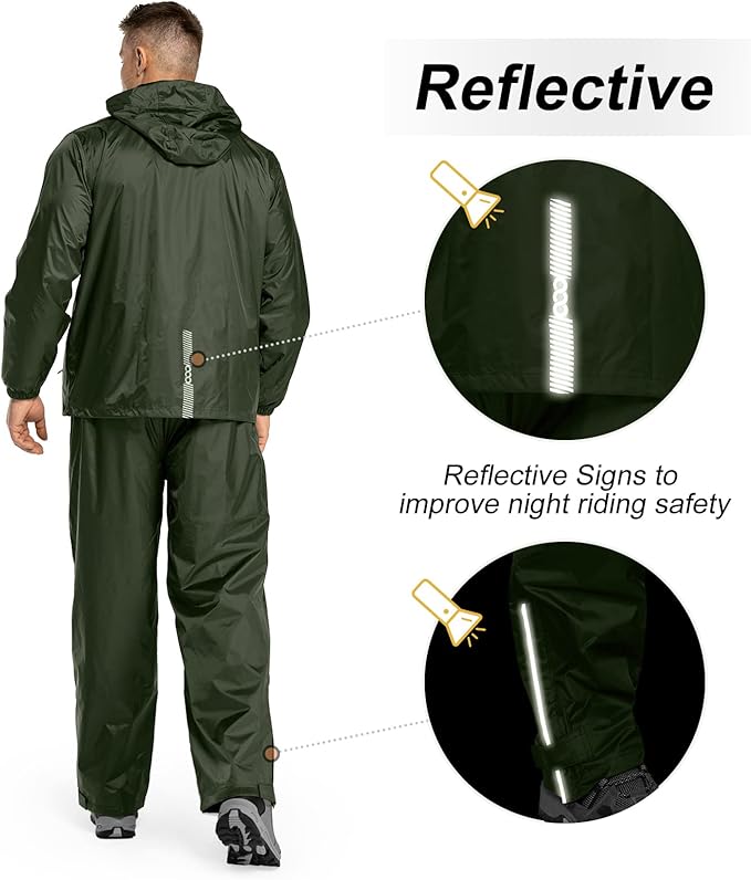 33,000ft Men's Rain Suit Packable Waterproof Lightweight Rain Gear for Golf Hiking Cycling 2 Pieces(Rain Jackets and Pants)