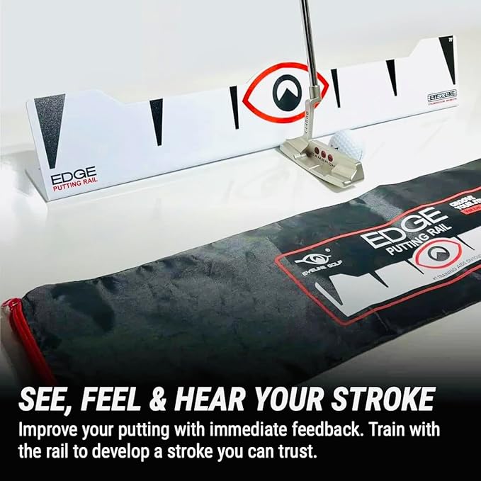 EyeLine Golf Quick Look Mirror and 70 Degree Edge Putting Rail – Compact Golf Training Aid for Putting Stroke with Slight Arc – Use on Indoor Greens or Outdoors