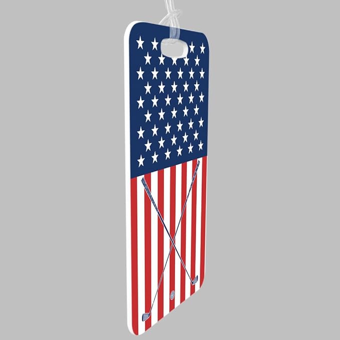 ChalkTalkSPORTS Golf Luggage & Bag Tag | USA Golfer | Standard Lines on Back | Large