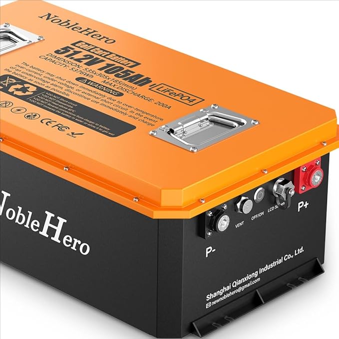 48V 105Ah Stackable LiFePO4 Deep Cycle Rechargeable Battery 6000+ Life Cycles & 10-Year Lifetime Built-in BMS & LED Monitor RV, Solar, Marine, Overland, Off-Grid