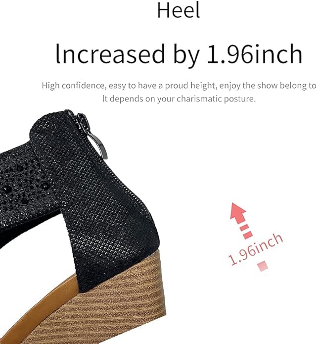 WOJWSKI Women's Slide Wedge Sandal Open Toe High Heel Zipper Back Platform