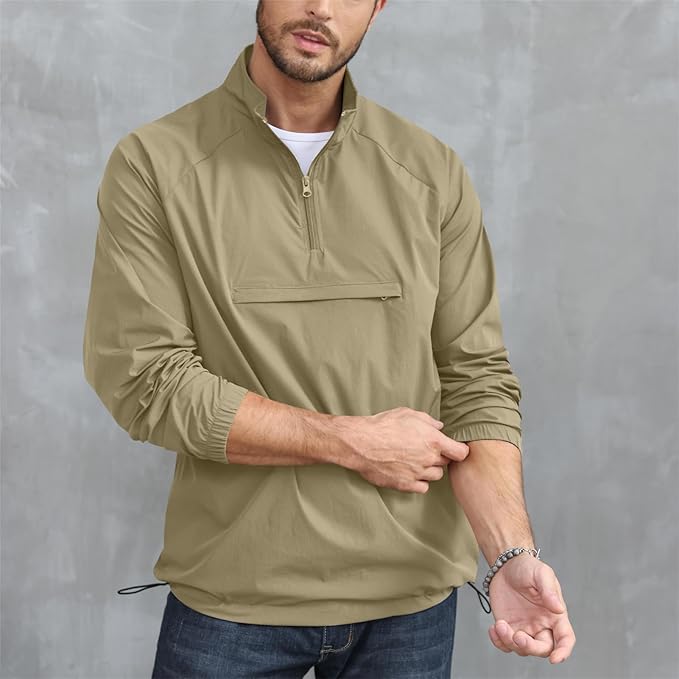 Opomelo Men's Athletic Quarter Zip Pullover Golf Hiking Running Lightweight Jacket Workout Sweatshirt With Pocket
