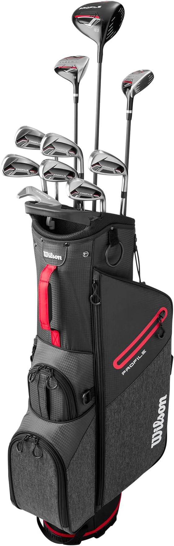 Wilson Men's Profile Complete Golf Set with Stand Bag - Right Hand, Tall, Regular, Red/Black/Silver
