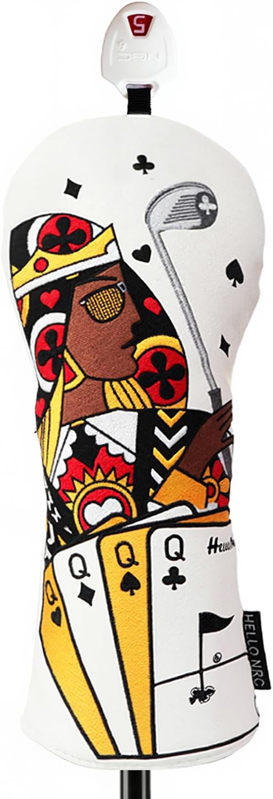 Golf Club Covers – Funny Poker Leather Driver Headcover, Fairway Wood & Hybrid, Cool Embroidered Golf Headcovers