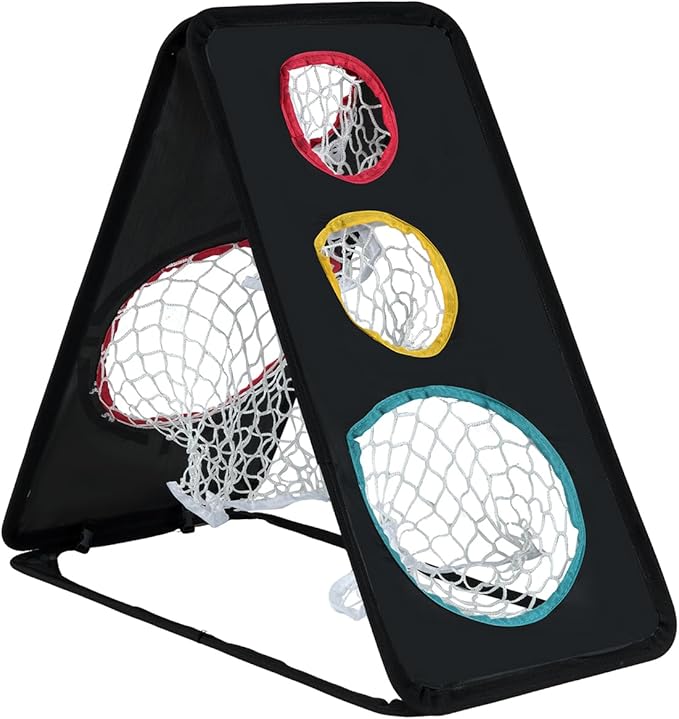 Tangkula Dual-Sided Golf Chipping Net, Triple Target Training System with 5 Holes, Triangular Structure, Indoor/Outdoor Golfing Target Accessories, Golf Chipping Practice Net