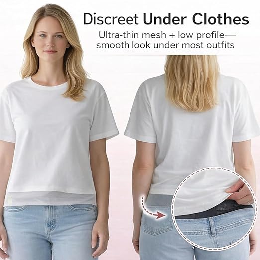 Ultra Breathable & Thin Back Brace for Lower Back Pain – Lightweight, Adjustable Back Brace Belt for Women and Men | Comfortable Lumbar Compression Brace for Sciatica, Scoliosis, Wear Under Clothing