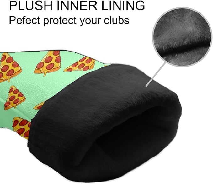 Golf Club Head Cover Waterproof Leather Golf Club Covers for Driver & Fairway Wood, Driver Headcovers It's Always Pizza O'clock!