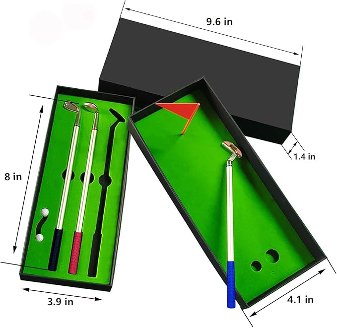 Golf Pen Set & Mini Desktop Golf Putting Green Game - Funny Gifts for Golfers, Adults, Teens, Boss, Coworkers - Office Desk Toy and Unique Stocking Stuffers