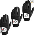 FINGER TEN All Weather Grip Golf Gloves Men Value 3 Pack for Right Handed Golfer, Hot Wet Rain Grip & Comfort Soft Glove for Premium Performance, Colors White Black Blue Sizes S M L XL
