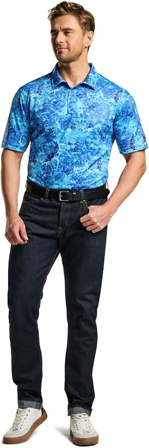CQR Men's Polo Shirts, Tactical Short Sleeve Golf Performance Shirts, Lightweight Dry Fit UPF 50+ Pique