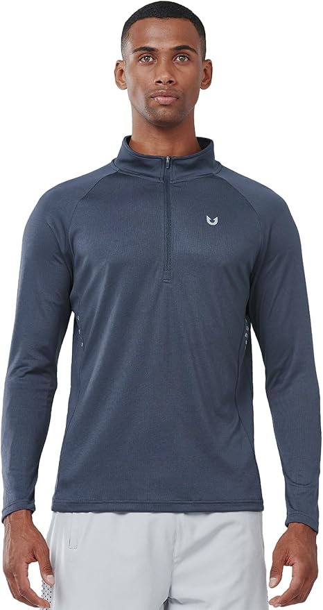 NORTHYARD Quarter Zip Pullover Men Running Shirt Long Sleeve Moisture Wicking Quick Dry Athletic Workout Shirts