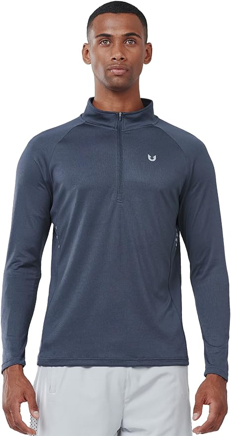 NORTHYARD Quarter Zip Pullover Men Running Shirt Long Sleeve Moisture Wicking Quick Dry Athletic Workout Shirts
