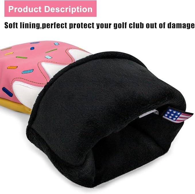 Golf Wood Head Covers Driver Cover 3 Wood Headcover Hybrid Head Covers Embroidery Ice Cream Design Golf Club Headcovers Leather Hand-Made Wood Head Cover