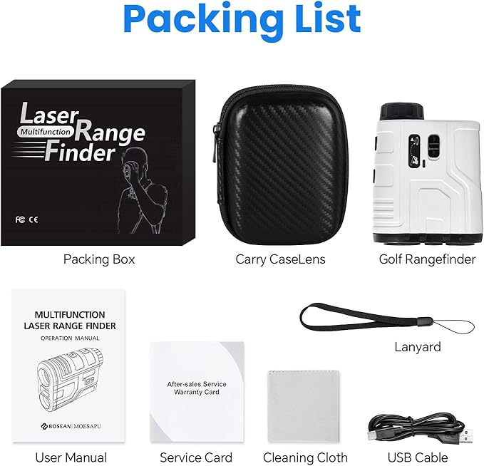 1200Yards Range Finder Golf with Slope, 7X Magnification Range Finder, Lightweight Portable Rechargeable Rangefinder, Flag Lock Vibration, Switch for Legal, Range Finders for Hunt/Golf Accessory