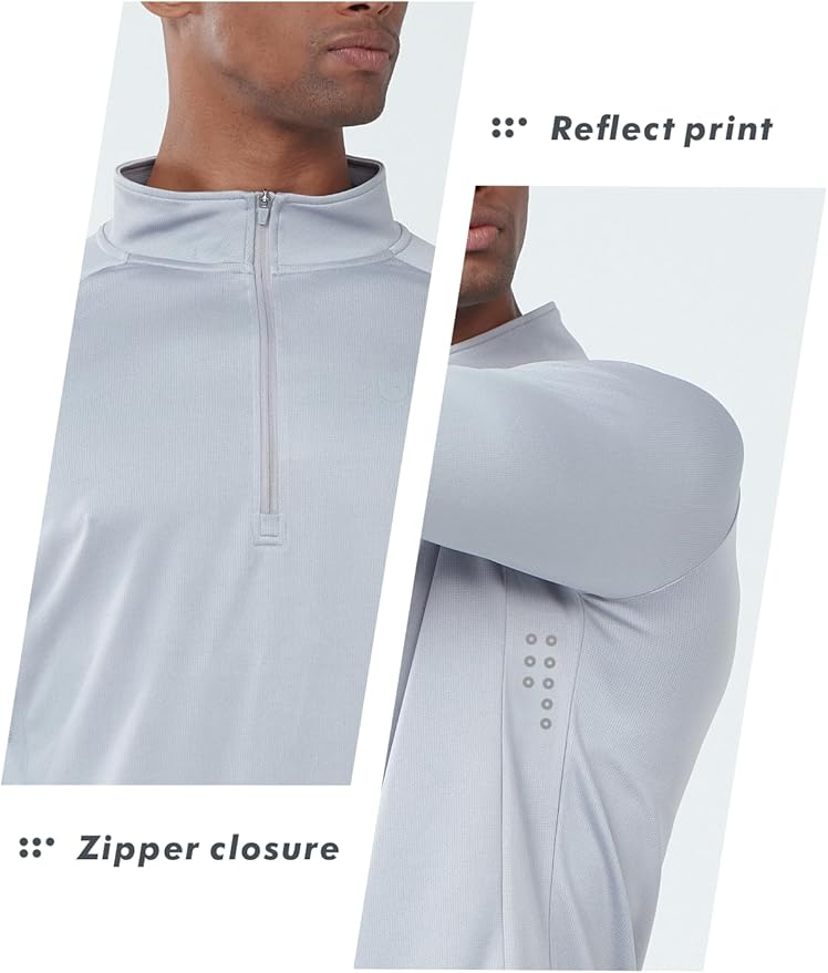 NORTHYARD Quarter Zip Pullover Men Running Shirt Long Sleeve Moisture Wicking Quick Dry Athletic Workout Shirts
