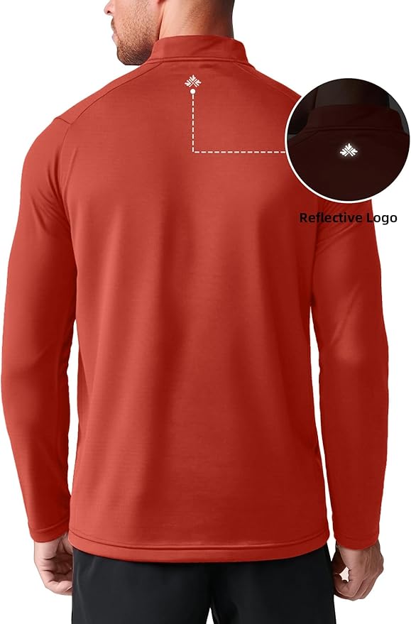 Zengjo Mens Quarter Zip Athletic Pullover Mid-Weight 1/4-Zip Running Workout Shirt Moisture Wicking
