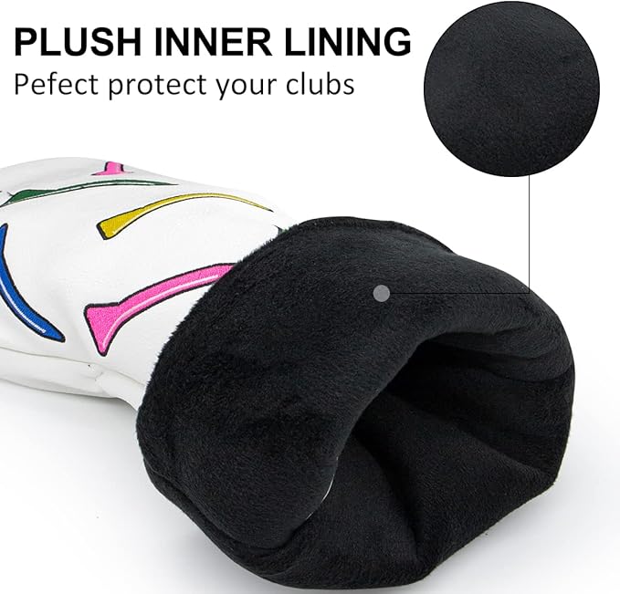 1 Pcs Montela Golf Club Covers,Colorful Birdie Tee 3 Wood Headcover Driver Headcover Fairway Wood Head Covers Hybrid Headcover Leather Golf Head Covers for Odyssey Scotty Cameron Taylormade