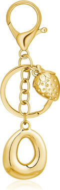 Gold Bubble Heart, Cherry, Bow & More Designs Letter Initial Keychain Bag Charms – Cute Purse Charms for Handbags