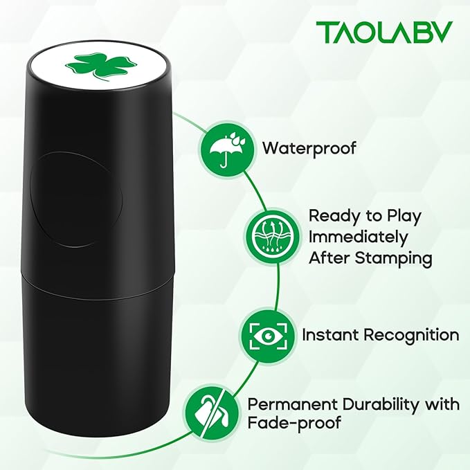 TAOLAVB 2 Pack Professional Golf Ball Stamper, Quick-Dry, Mini Golf Ball Marker with Fun Patterns, Waterproof & Fade-Resistant, Reusable Golf Ball Stamp Suitable for Both Indoor and Outdoor Use