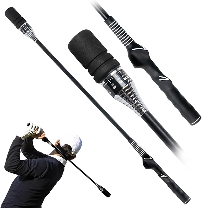 Golf Swing Speed Trainer Golf Grip Trainer for Warm Up, Adjustable Speed Controller Golf Swing Training Aid with Ergonomic Grip and Click Sound for Right Handed Golfers, Indoor & Outdoor Use