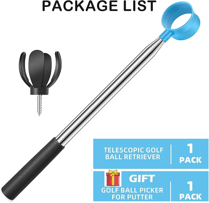 Golf Ball Retriever for Water Telescopic, 9Ft/12Ft Stainless Steel Ball Retriever Tool Golf Ball Grabber