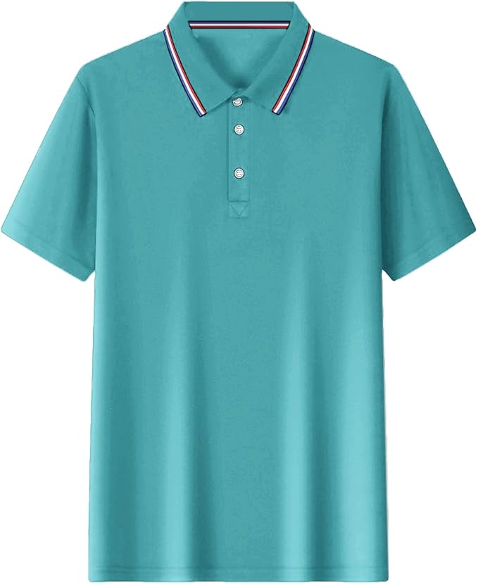 Polo Shirts for Men Dressy Casual Button Collared Golf T Shirt Classic Solid Color Business Summer Blouses