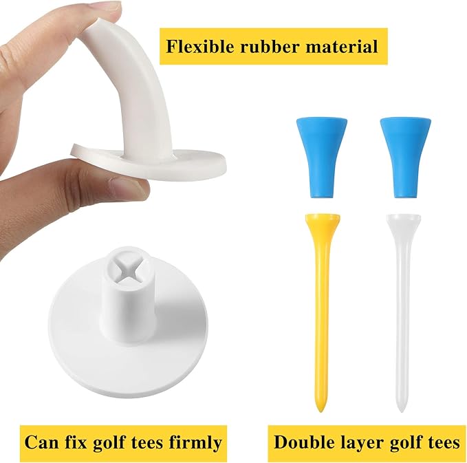 12 Pieces Golf Range Tees Set Rubber Golf Tees for Mats Driving Range 6 Pieces for Practice Mat Mixed Size