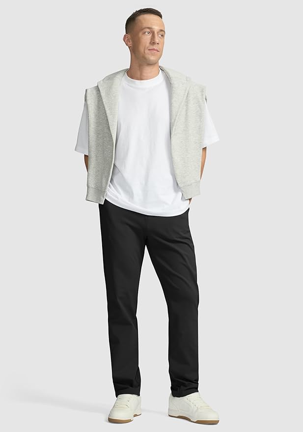 Soothfeel Men's Fleece Lined Pants 30"/32"/34" Golf Work Dress Pants Casual Insulated Warm Winter Trousers with Pockets