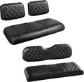 NOKINS 4PCS Golf Cart Diamond Seat Covers Kit,Front and Rear Seat Covers Fits for EZGO/Club Car/Yamaha Original Regular Seat Cushion, No Stapler