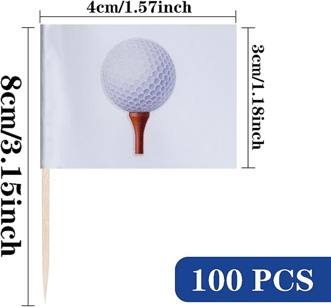 Golf Cupcake Topper Flags Banner Mini Small Sports Balls Toothpick Stick Flags Sports Ball Game Cake Party Theme Decorations(100Pcs)