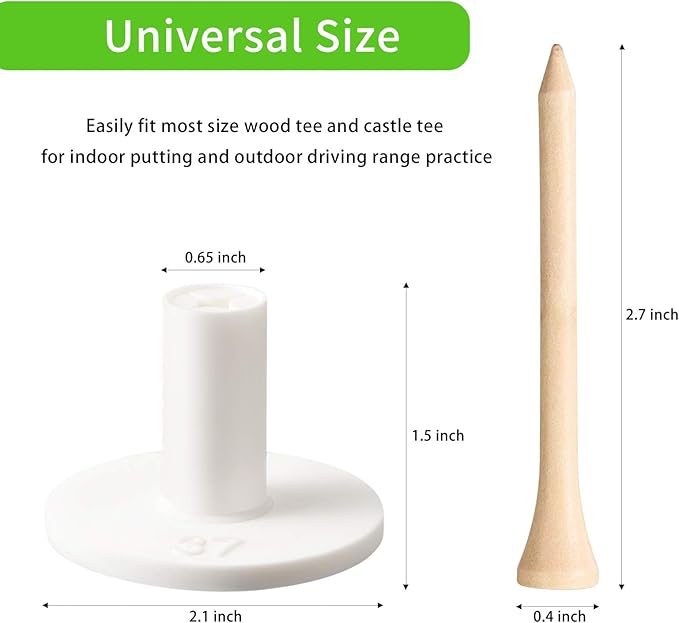 Sumind 10 Set Golf Rubber Tee Holder Set for Driving Range Golf Practice Mat Indoor Outdoor Size 1.5 Inch (10 Rubber Tee Holders, 10 Bamboo Tees)
