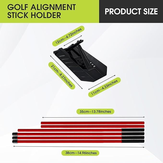 Pro Golf Alignment Sticks System with Angle Adjustment Plate, Golf Trainer Aid Teaching Equipment for Angle Adjustment, Aiming, Putting, Swing, Golf Accessories for Men Women(Red)