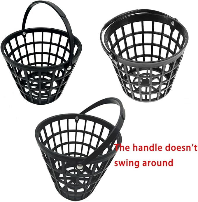 ZLY Golf Ball Basket,Golf Ball Container Ball Bucket with Handle,Holds 50 Balls,Plastic Balls Holder,Black (Holds 50 Balls)
