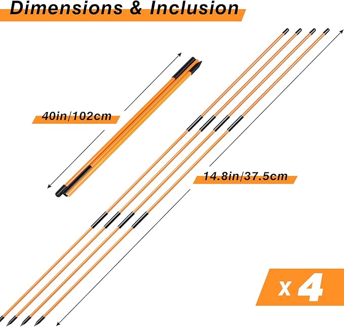 Professional 2 or 3 or 4 Pack Collapsible Golf Alignment Sticks, Premium 40" Alignment Golf Stick Ideal for Aiming, Putting and Swing Practice