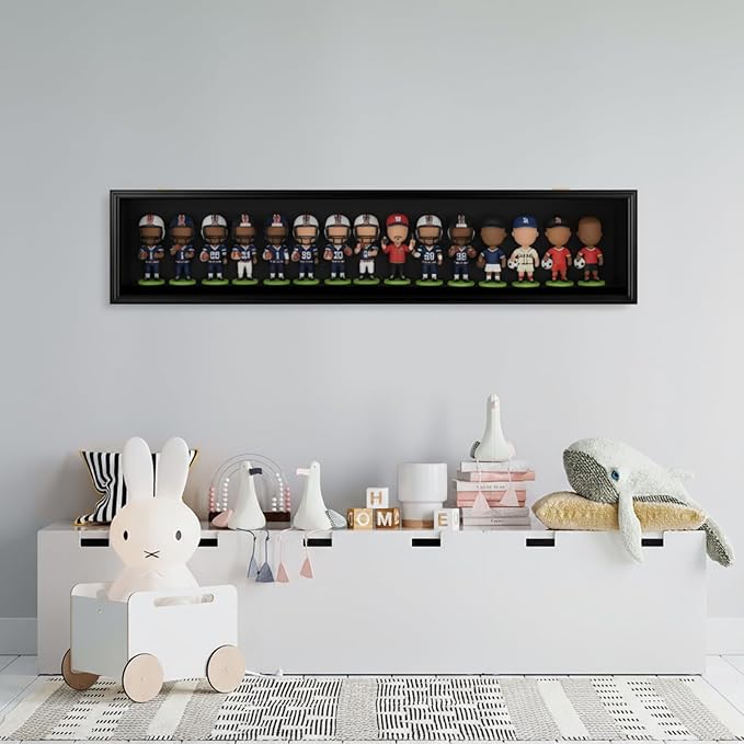45'' Bobblehead Display Case Action Anime Figure Bobble Head Displays Case Wall Mounted Shadow Box UV Protection Display with Acrylic Transparent Door Holder for Christmas Collector Gift