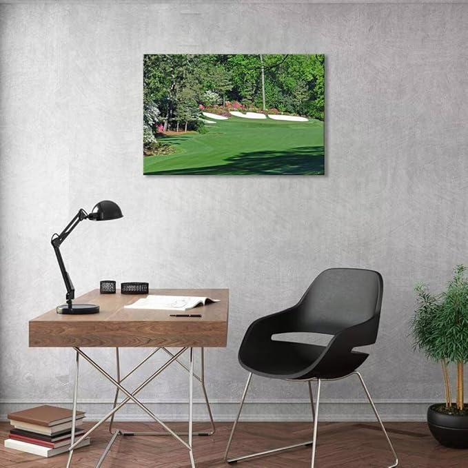 Augusta Golf Course Wall Art for Living Room Bedroom Bathroom Home Decorations Golf Art Golf Course Poster Picture Framed Artwork Canvas Prints Framed Ready to Hang(12''H x 16''W)