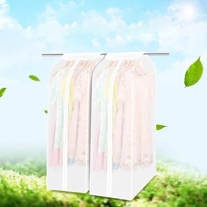 Wardrobe Hanging Clothes Storage Bag/Garment Bag/Peva Translucent Moisture Proof Protector With Magic Tape And Zipper