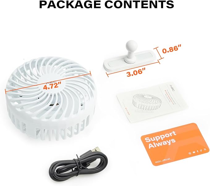 A2C Golf Cart Fan Rechargeable Magnetic Base Battery Operated Portable Fan 3 Speeds 4000 RPM Strong Airflow Compatible with Yamaha, EZGO, Club Car - 360° Rotatable Golf Cart & Cruise Ship Accessories