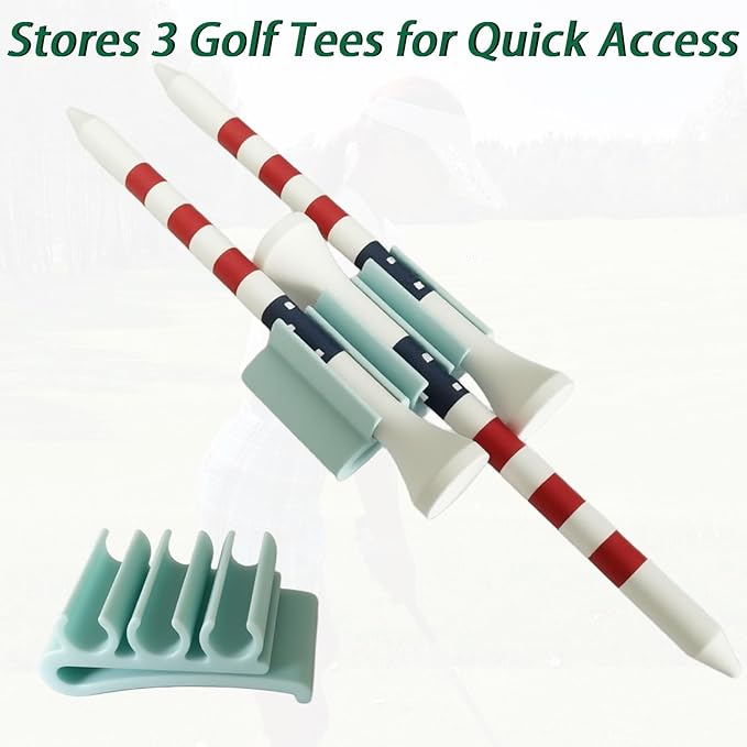 6 PCS Hat Clip Golf Tee Holder (with 3pc Tee) Golf Tee Holder Hat Clips Fits Hat Brim & Visor - Stores 3 Golf Tees for Quick Access (Black+White+Blue)