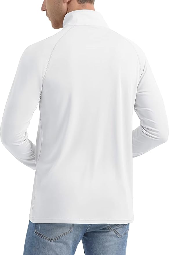 MAGCOMSEN Men's Long Sleeve Sun Shirts UPF 50+ Tees 1/4 Zip Up Fishing Running Rash Guard T-Shirts Outdoor Shirt