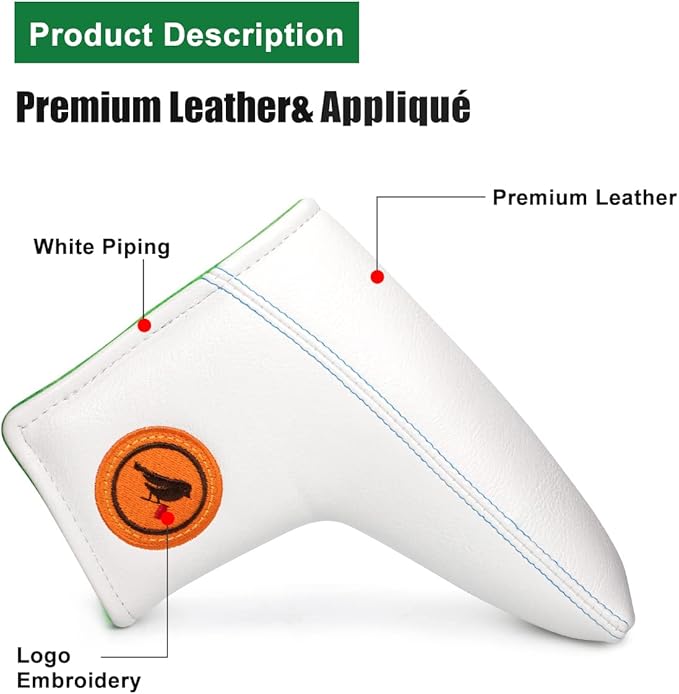 Golf Headcovers Elegant Embroidery Premium Leather Birdie Golf Driver Cover Fairway Hybrid Cover Blade Putter Cover Golf Mallet Putter Cover for OZ1 MEZZ 1 MEZZ1 MAX Putter