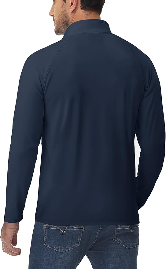 Boladeci Men's Quarter Zip Pullover Premium Fleece Lined Long Sleeve Golf Shirts Warm Hiking Shirts Lightweight Sweatshirts