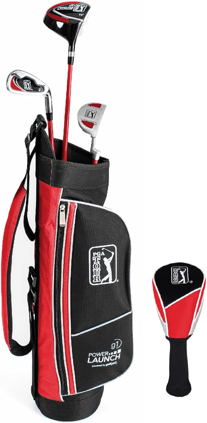 PGA Tour Youth Golf Club Set – Ages 3-5 (3’6”-4’1”) and 5-8 (4’1” - 4'8") Right and Left Handed Beginner Junior Golf Clubs with Lightweight Golf Bag, Mallet Putter, Driver by Golfgen
