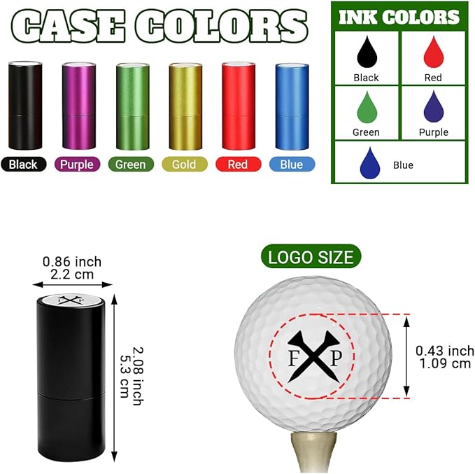 Personalized Golf Ball Stamp Custom Name Logo Monogram Self-Inking Stamper Reusable Waterproof Quick-Dry Golf Ball Marking Gifts for Golfers Dad Husband Boyfriend, 20 Designs Options