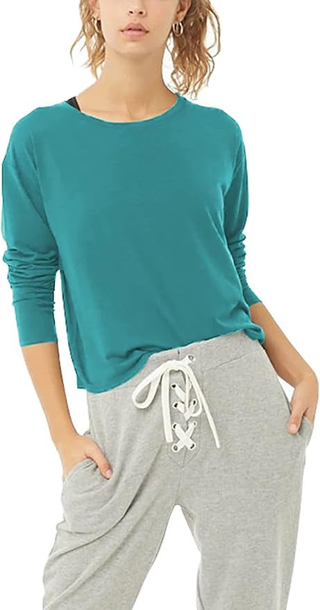 Bestisun Long Sleeve Workout Shirts Yoga Dance Tops Open Back Athletic Clothes for Women