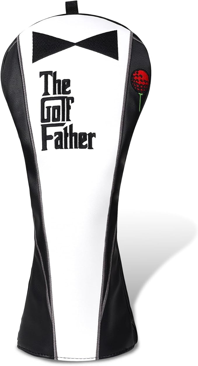 The Golf Father Golf Club Covers, Driver Fairway Hybrid Headcover, Funny Putter Cover Magnetic, Black & White Color Iron Covers,Golf Gifts for Men