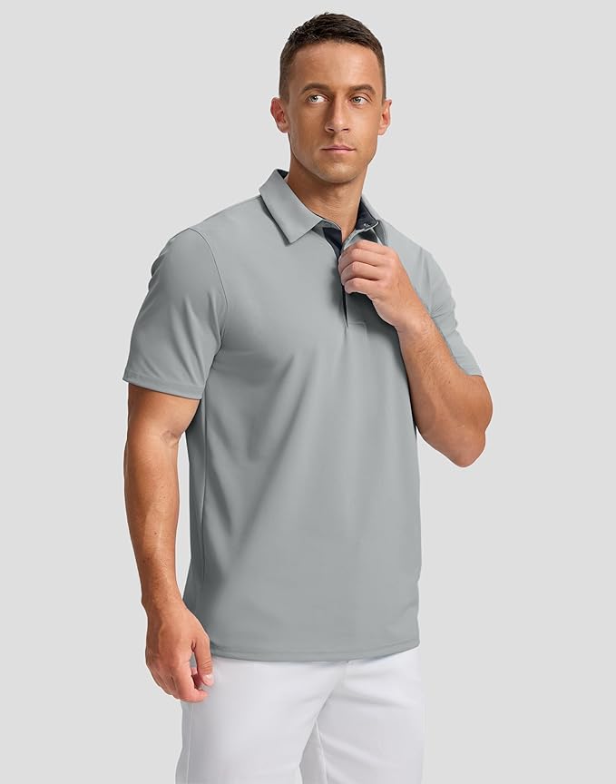 Men's Golf Shirts Dry Fit Moisture Wicking Performance Short Sleeve Collared Polo Shirts for Casual Athletic Business