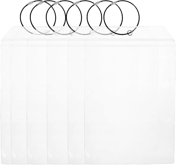 Waterproof Travel Luggage Tags Set 6pcs Black Steel Wire Loop, Extra Large Plastic Bag Tags for Suitcases and Golf Bags, Sturdy Id Badge Holders for Cruise and Backpack Use