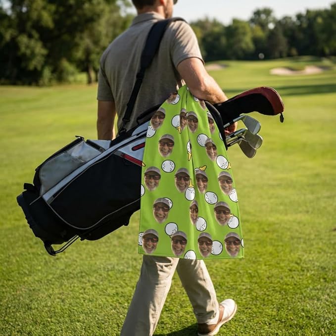 Custom Golf Towel Personalized Funny Golf Towels with Name Text Photo Golf Gifts for Men Women Dad Husband Golfer